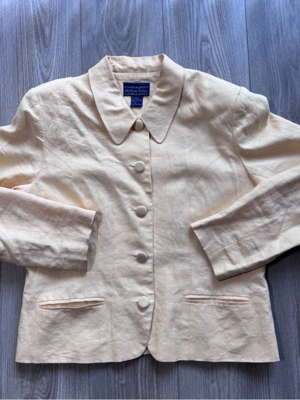 Willow Ridge Linen Light Cream Button-Front Blazer